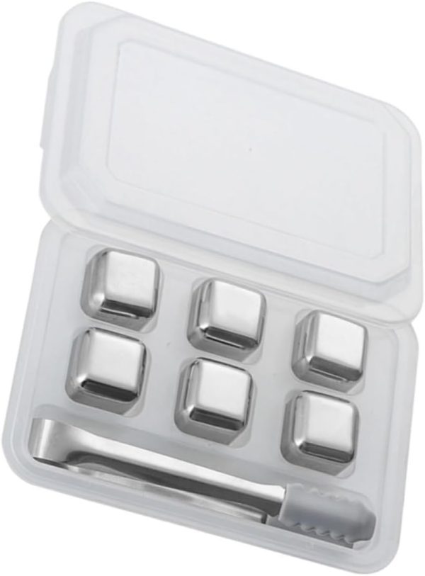 304 Stainless Steel Ice Cube Mold Set 7pcs Metal Ice Cubes for Whiskey Vodka Juice Wine Sturdy Reusable Cooling Stones