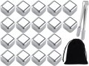 18 PCS Stainless Steel Ice Cubes,Metal Ice Cube,und Velvet Bags+1 Nonslip Ice Tong,Cooling Whisky Rocks,Stainless Steel Whiskey Rocks,For Whiskey,Vodka,Liqueurs,Wine,Beverage Juice or Soda