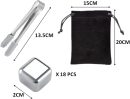 18 PCS Stainless Steel Ice Cubes,Metal Ice Cube,und Velvet Bags+1 Nonslip Ice Tong,Cooling Whisky Rocks,Stainless Steel Whiskey Rocks,For Whiskey,Vodka,Liqueurs,Wine,Beverage Juice or Soda