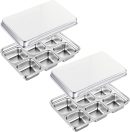 2 Pack Stainless Steel Ice Cube Trays for Freezer Metal Ice Cube Trays with Lid Easy Release Molds Durable and Dishwasher Safe for Bars Kitchens Cocktail Freezer Whiskey