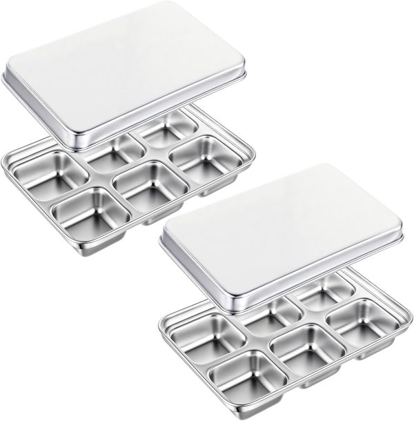 2 Pack Stainless Steel Ice Cube Trays for Freezer Metal Ice Cube Trays with Lid Easy Release Molds Durable and Dishwasher Safe for Bars Kitchens Cocktail Freezer Whiskey
