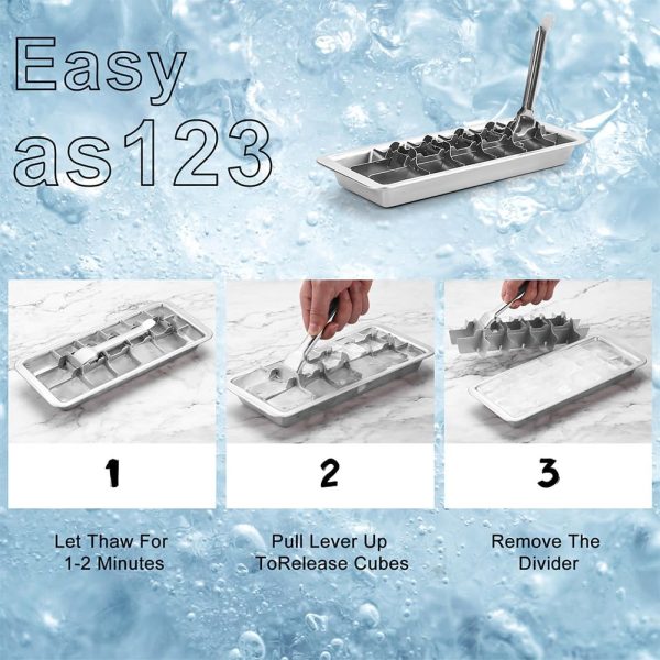 Stainless Steel Ice Cube Tray with Handle – 18-Compartment Metal Ice Tray, Durable & Dishwasher Safe, Removable Ice Mold for Bar, Kitchen, Cocktails & Home Use (11.1" x 4.7" x 1.1") - Image 2
