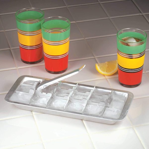Vintage Kitchen Aluminum Metal Ice Cube Trays, Set of 2 – Each Tray Features 18 Slot Ice Cube Maker with Easy Release Handle - Image 2