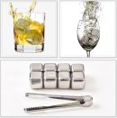 Stainless Steel Reusable Ice Cubes Stones, 8PCS Ice Cubes Set with Head Tongs and Ice Cube Trays(Set of 8)