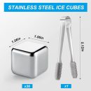 60 Pcs Reusable Stainless Steel Ice Cubes with Tongs Whiskey Cubes Vodka Metal Rocks Tool Ice Stones Rocks for Summer Drinks Chilling Whiskey Iced Coffee Vodka Liqueurs Wine Not Solid