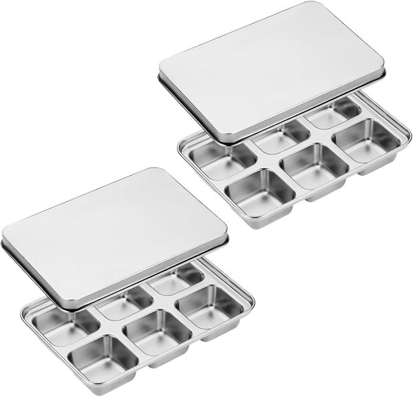 Ice Cube Trays ，2Pcs Stainless Steel Ice Cube Tray with Easy Release for Whiskey & Cocktail Cubes, Extra-Large Mold for Home Bars & Parties