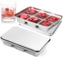 Ice Cube Tray with Lid, 2 Pack 12 Big Cubes, Stainless Steel Ice Cube Trays for Freezer, Ice Cube Molds for Cocktails, Whiskey, Drinks, and Ice Coffee, Easy Release