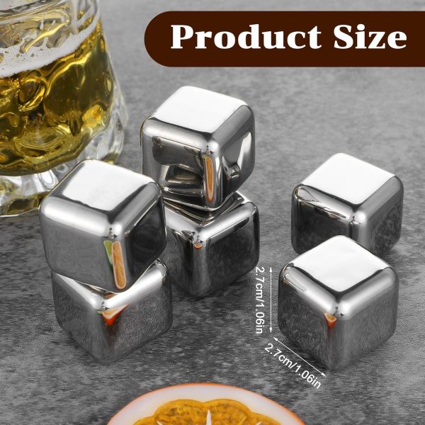 24 Pack Stainless Steel Ice Cubes, Reusable Metal Whiskey Stones High Cooling Chilling Rocks with Ice Tongs & Freezer Storage Box for Drinking Vodka Liqueurs Wine Beverage Juice Soda - Image 2