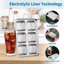 Ice Cube Tray, Stainless Steel Ice Cube Tray with Easy Release for Whiskey & Cocktail Cubes, Extra-Large Mold for Home Bars & Parties (1 Pack)