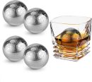 Reusable Ice Cubes & Metal Chilling Stones 304 Stainless Steel Whiskey Balls XL Extra Large Whiskey Ice Stones Set of 4 Silver Ball 2.2" (55 mm) Whiskey Gifts