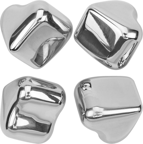 Heart Shape Stainless Steel Chilling Ice Cubes Reusable For Whiskey Wine Beverage Set of 4 - SH-10162-S4