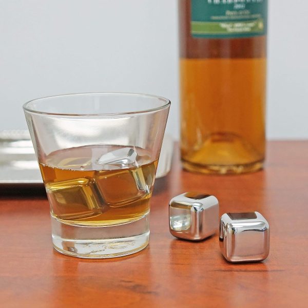 Reusable Ice Cubes Stainless Steel Chilling Stones for Whiskey Wine Beverage, Set of 4 - Image 2