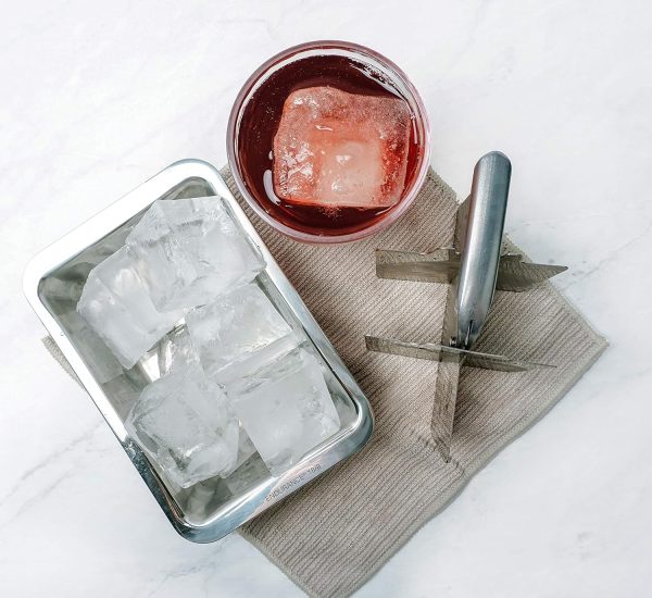 18/8 Stainless Steel Set of Ice Cube Trays, Vintage Inspired (1) and Large (1) - Image 2